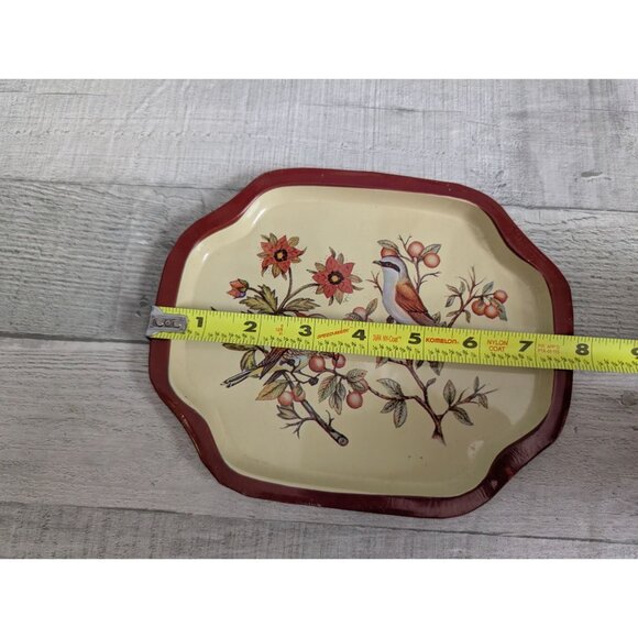 Vintage Metal Serving Tray With Bird & Floral Design - Picture 4 of 4